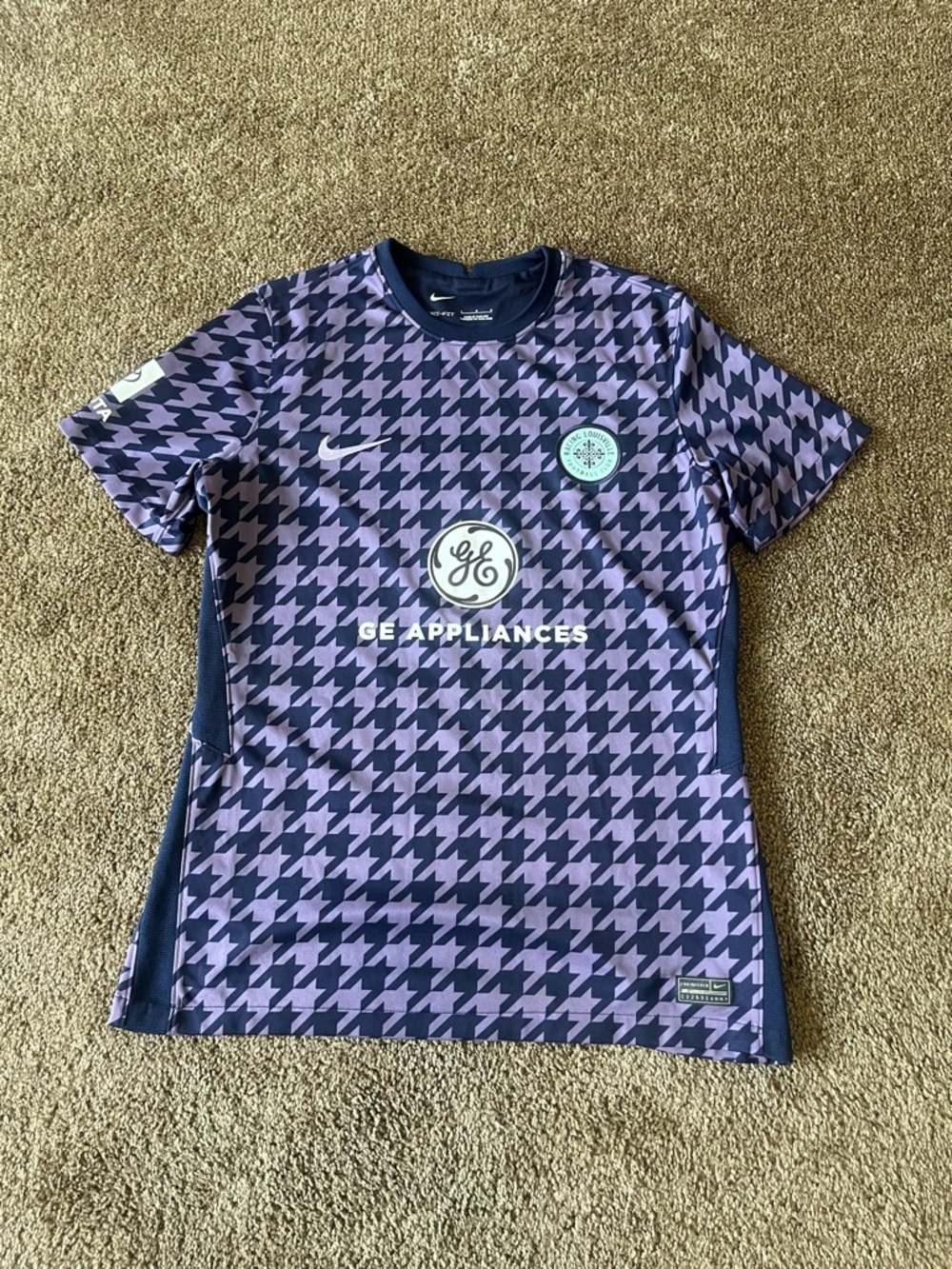 Authentic Nike Racing Louisville FC 2023 Houndstooth Home Jersey - Men’s Large.